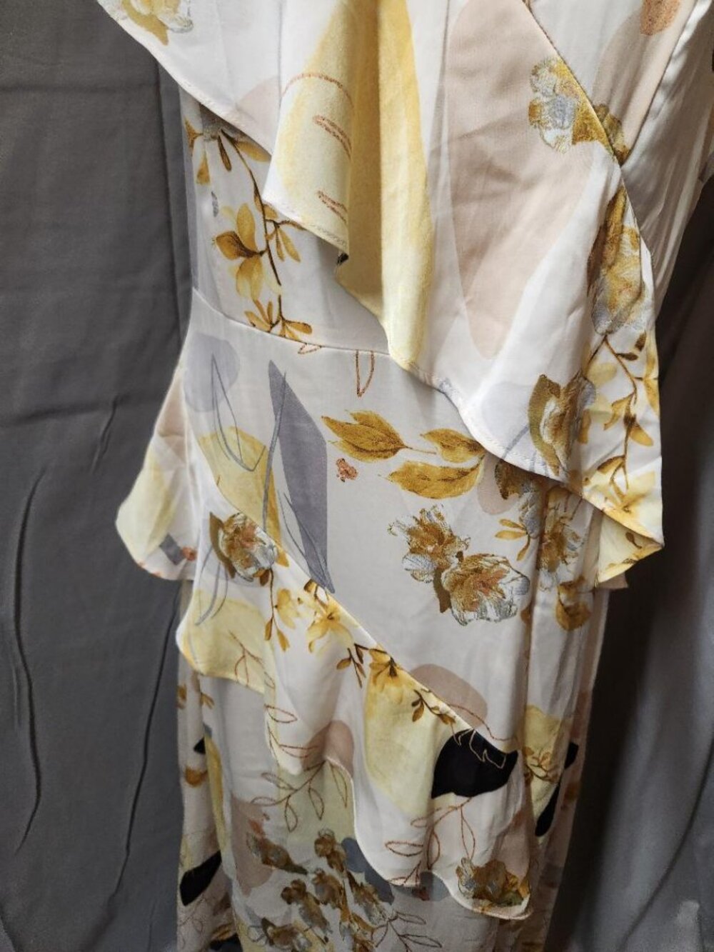 NWT Vestique 5th Ave Midi Floral Satin Ruffle Dress Sz Lg MSRP $56 - Picture 7 of 10